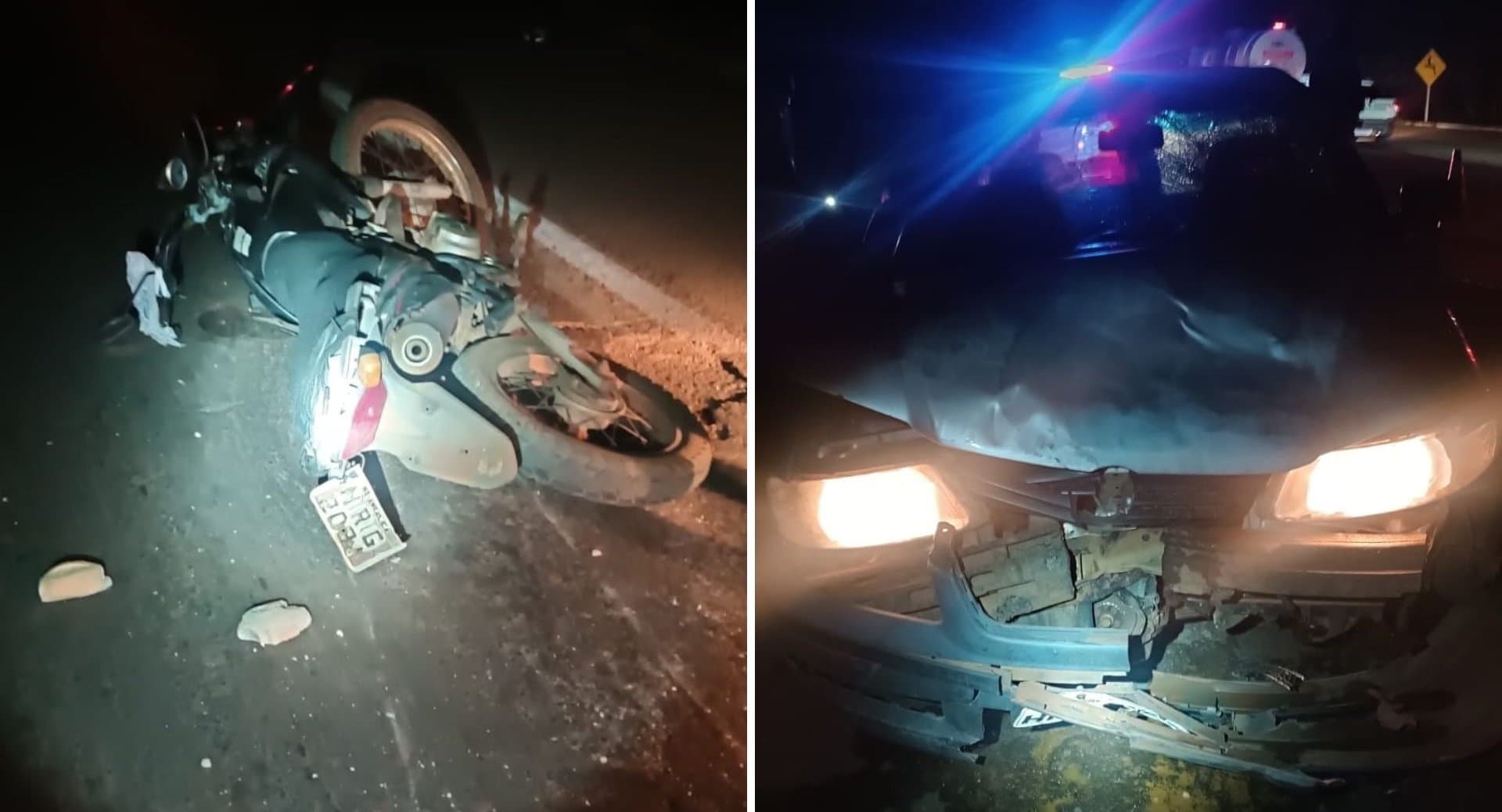 Ivinhema: colisão entre carro e moto deixa motociclista ferido na BR-376, na região de Vila Amandina