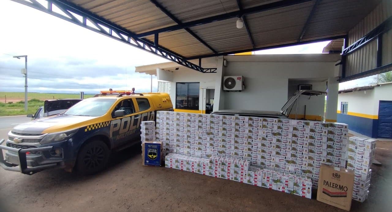 PMR apreende mais de mil pacotes de cigarros contrabandeados e causa prejuízo de R$ 66 mil ao crime em Nova Andradina