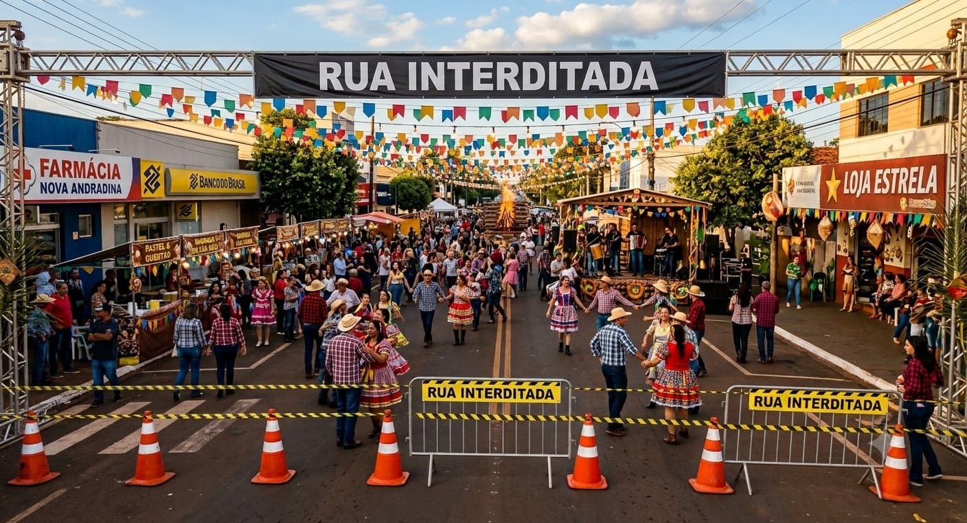 DEMTRAN interdita ruas neste sábado para festas juninas em Nova Andradina