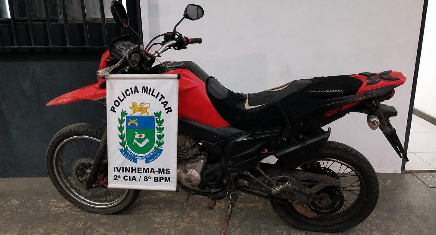 Polícia militar recupera motocicleta furtada poucas horas após o crime em Ivinhema
