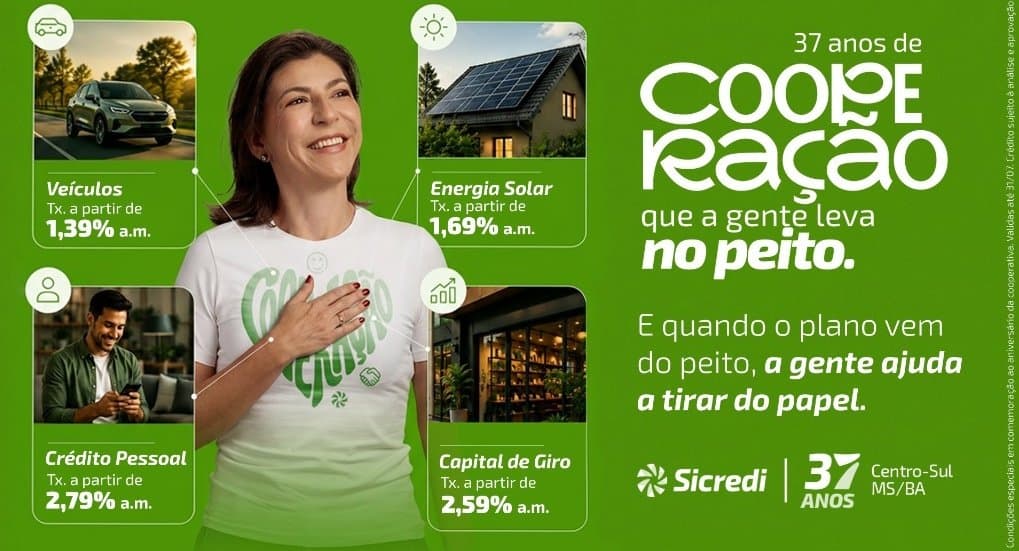 Sicredi Centro-Sul MS/BA celebra 37 anos com campanha voltada à realização de planos dos associados