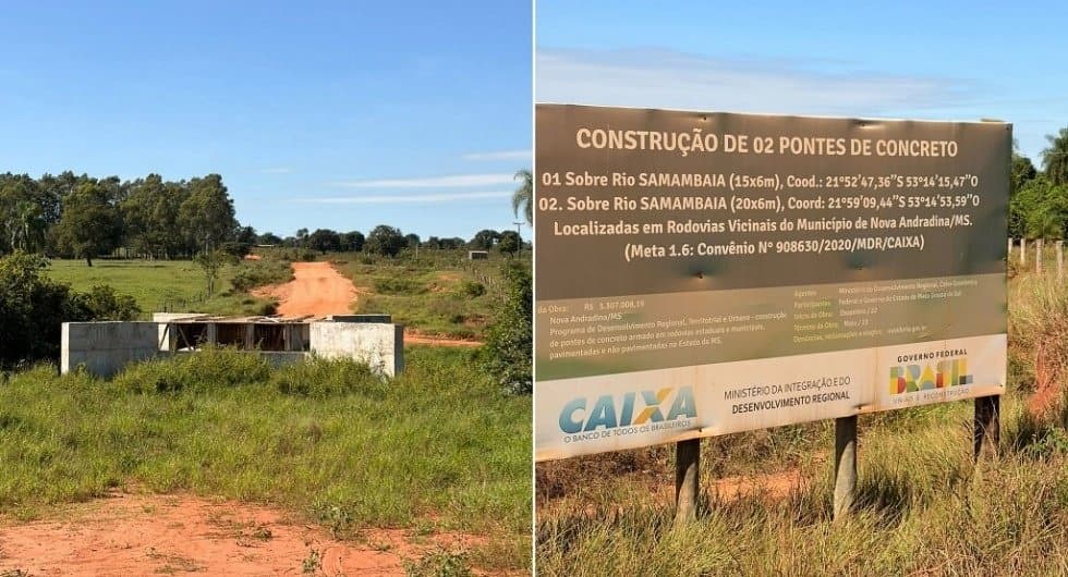 Vereadores de Nova Andradina cobram conclusão das obras em pontes de concreto sobre o Rio Samambaia
