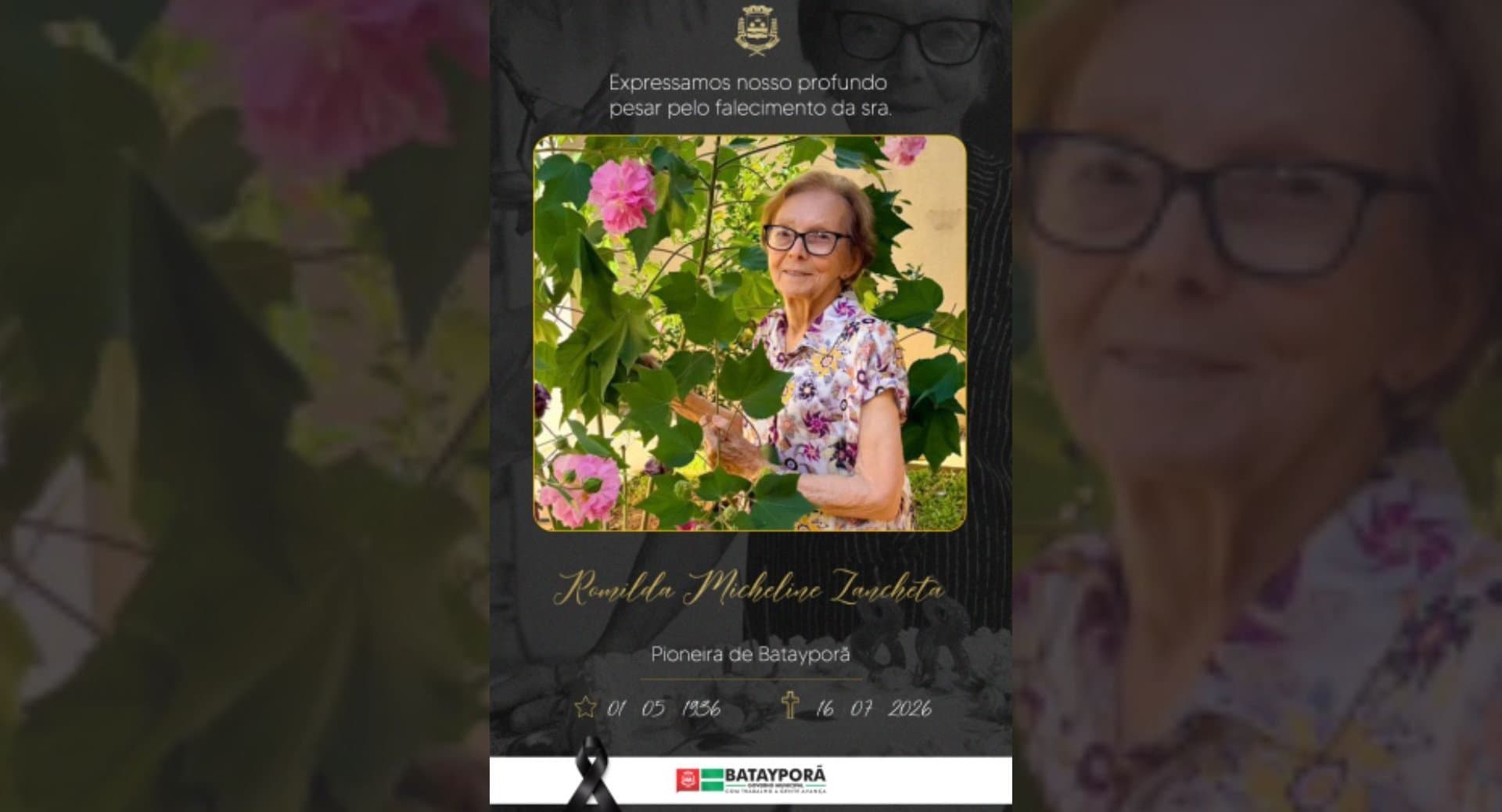 Batayporã lamenta falecimento de Romilda Micheline Zancheta
