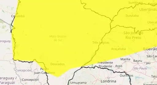 Inmet alerta para baixa umidade do ar em Nova Andradina e outras 69 cidades de MS