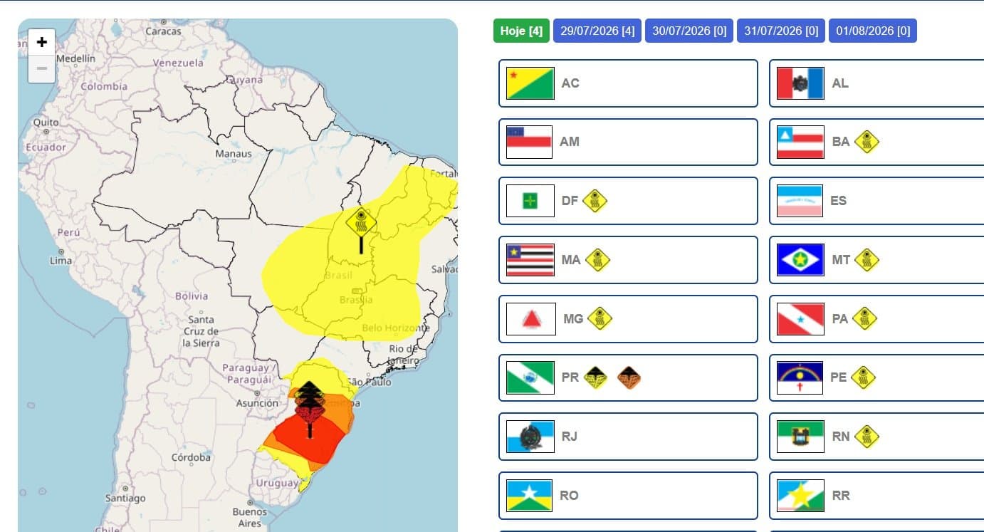 Inmet emite alerta de tempestade para Nova Andradina e cidades da região
