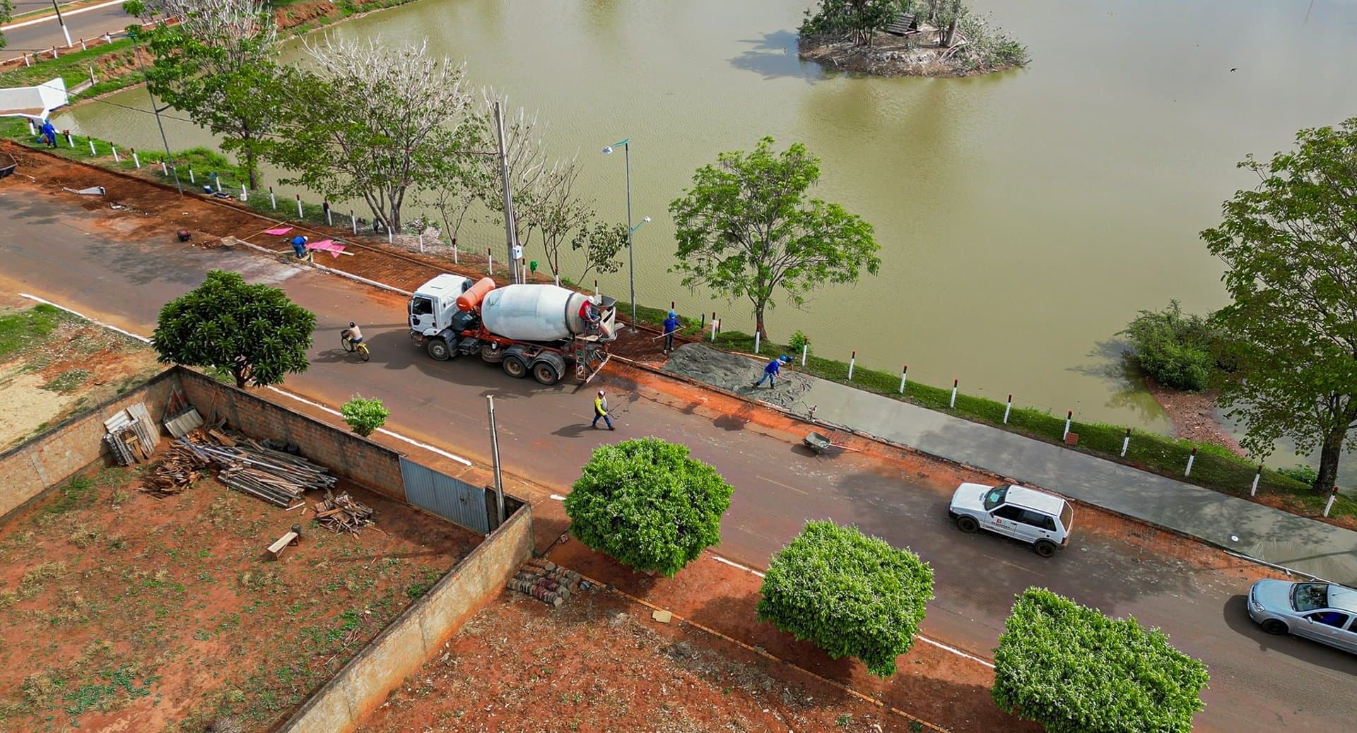 Obra da área de lazer na Lagoa do Sapo entra em nova etapa com execução das calçadas